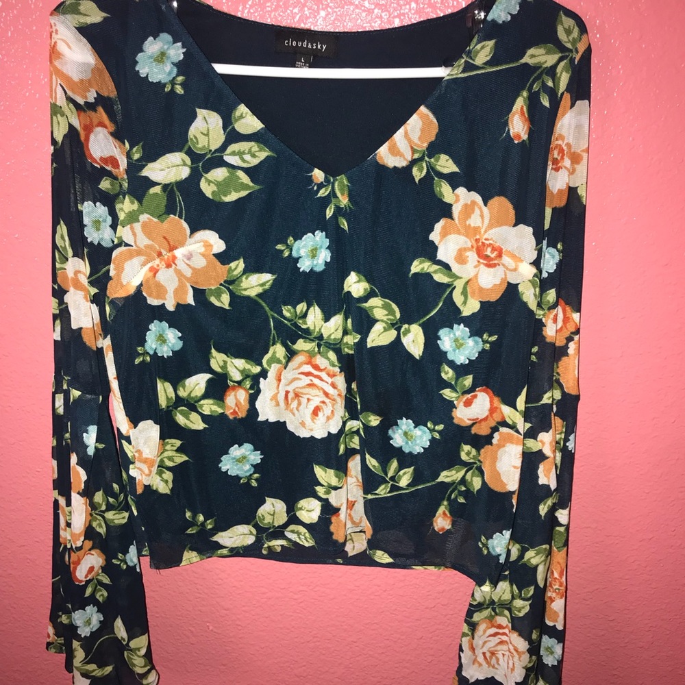 Blue Flower Crop Top